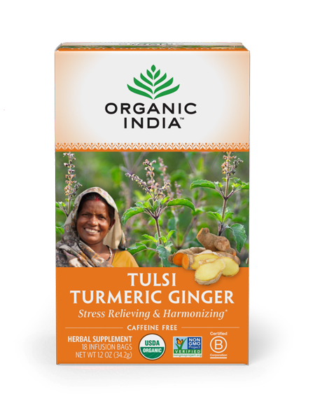 Tulsi Turmeric Ginger 18 Bags - Organic India - Healthspan Holistic