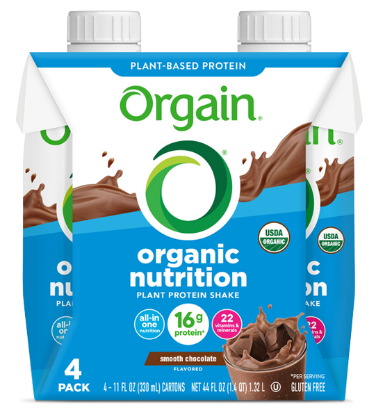 Vegan Organic Nutrition Shake Smooth Chocolate 4 Pack - Orgain - Healthspan Holistic