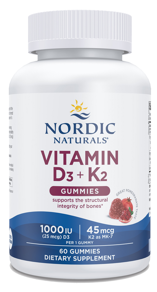 Vitamin D3+K2 Gummies Pomegranate 60 Gummies - Nordic Naturals - Healthspan Holistic