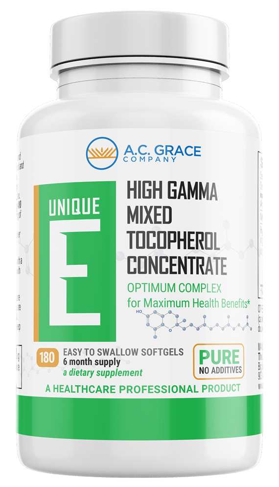 UNIQUE E High Gamma Mixed Tocopherol 180 Softgels - AC Grace - Healthspan Holistic