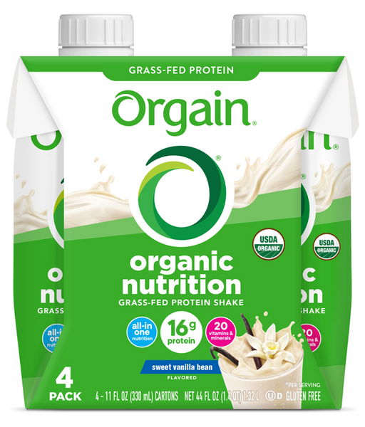 Organic Nutrition Shake Sweet Vanilla Bean 4 Pack - Orgain - Healthspan Holistic