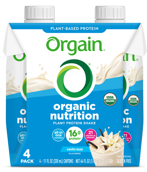 Vegan Organic Nutrition Shake Sweet Vanilla Bean 4 Pack - Orgain - Healthspan Holistic