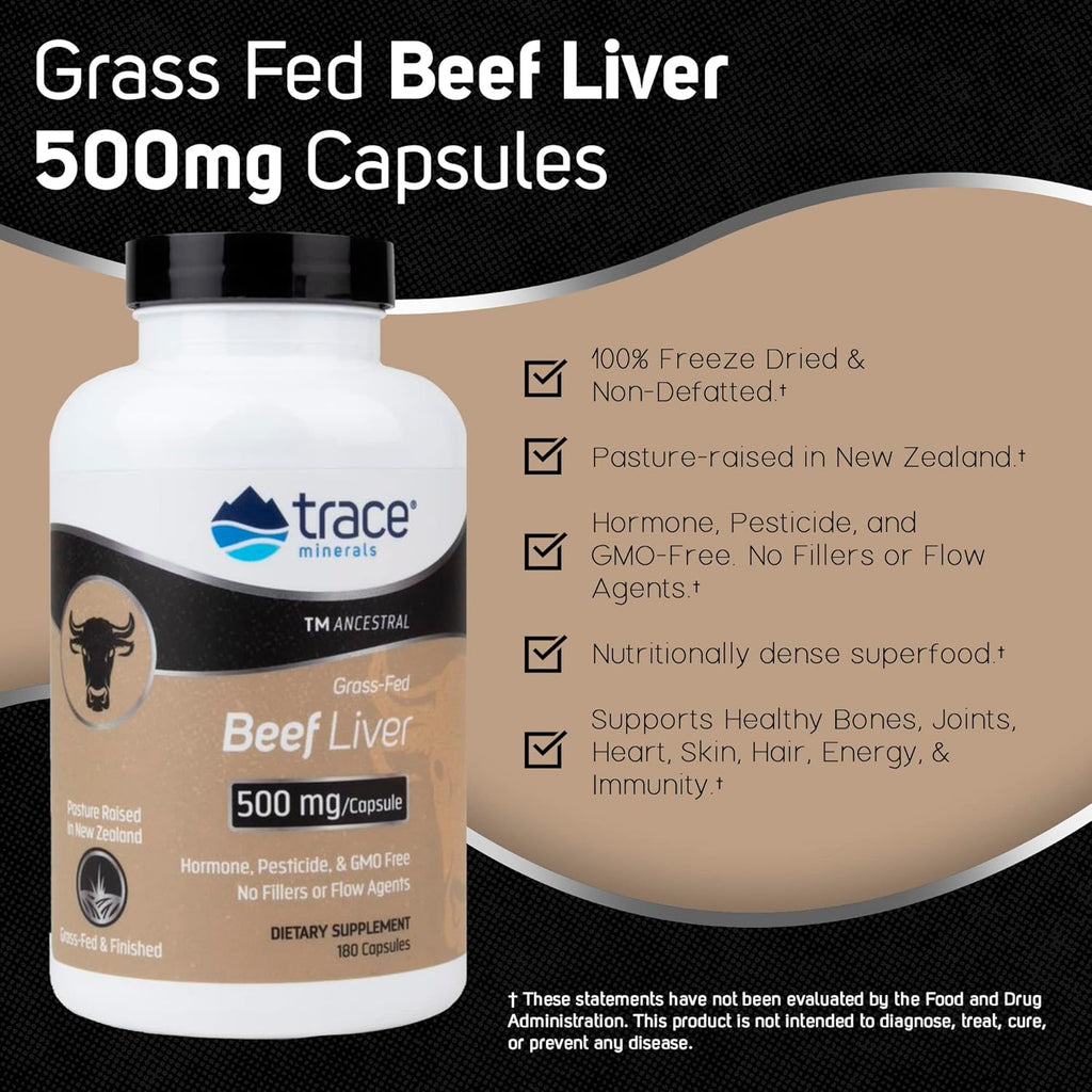 Beef Liver 500 mg 180 Capsules - Trace Minerals - Healthspan Holistic