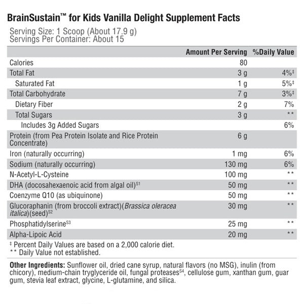 BrainSustain™ for Kids Vanilla Delight 15 Servings - XYMOGEN® - Healthspan Holistic