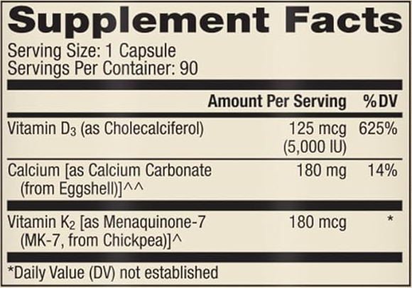 Calcium with Vitamins D3 & K2 90 Capsules - Dr. Mercola - Healthspan Holistic