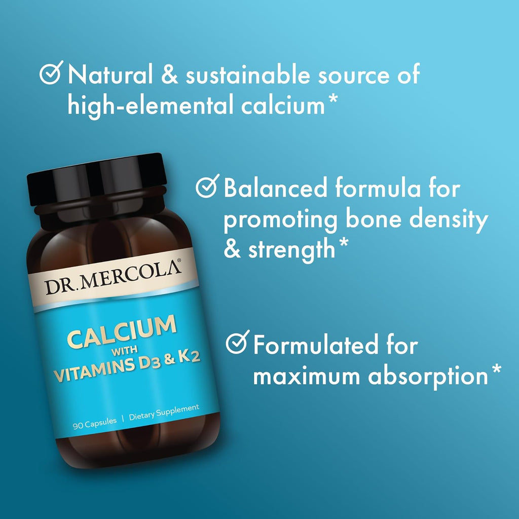 Calcium with Vitamins D3 & K2 90 Capsules - Dr. Mercola - Healthspan Holistic