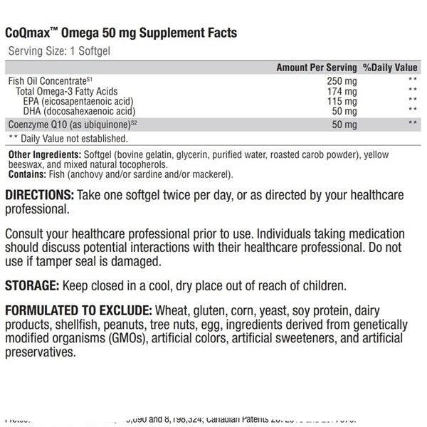 CoQmax™ Omega 50 mg 120 Softgels - XYMOGEN® - Healthspan Holistic