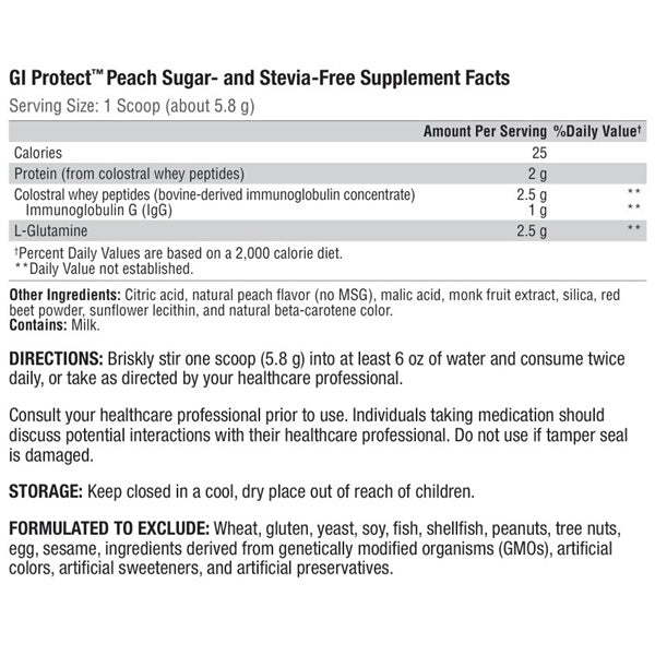 GI Protect™ Peach Sugar- & Stevia-Free 30 Servings - XYMOGEN® - Healthspan Holistic