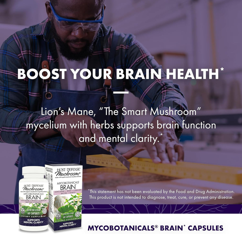 MycoBotanicals® Brain* 60 Capsules - Host Defense - Healthspan Holistic