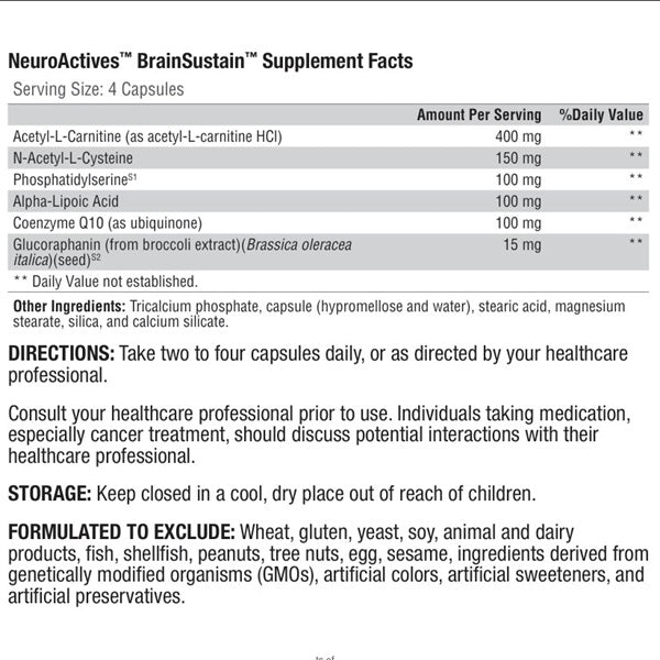 NeuroActives™ BrainSustain™ 240 Capsules - XYMOGEN® - Healthspan Holistic