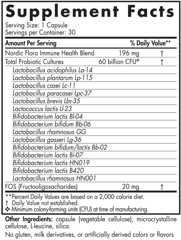 Nordic Flora Probiotic Immune Health 30 Capsules - Nordic Naturals - Healthspan Holistic