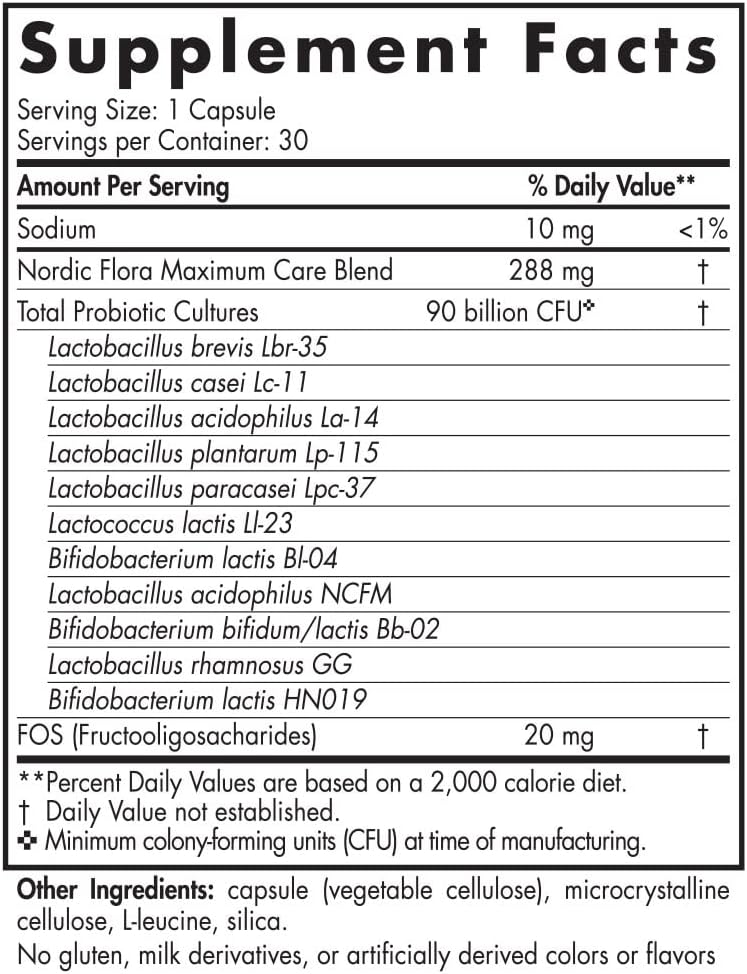 Nordic Flora Probiotic Maximum Care 30 Capsules - Nordic Naturals - Healthspan Holistic