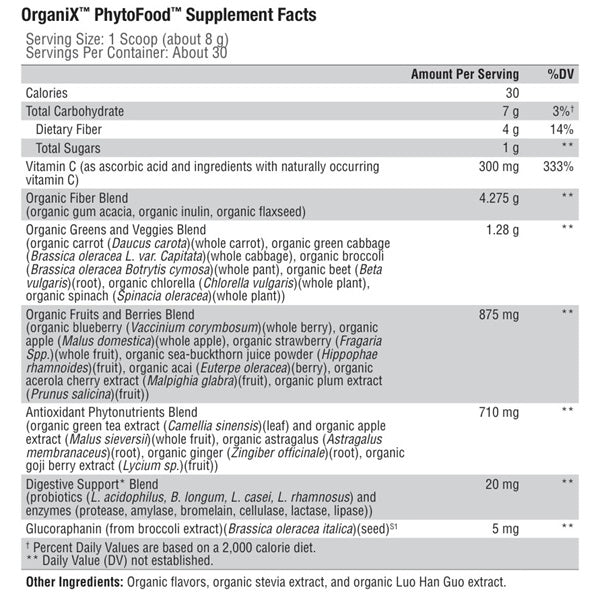 OrganiX™ PhytoFood™ 30 Servings - XYMOGEN® - Healthspan Holistic