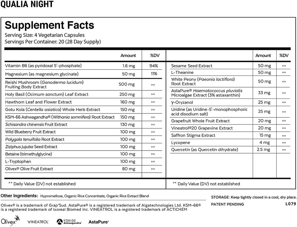 Qualia Night 60 Capsules - Qualia Life Sciences - Healthspan Holistic