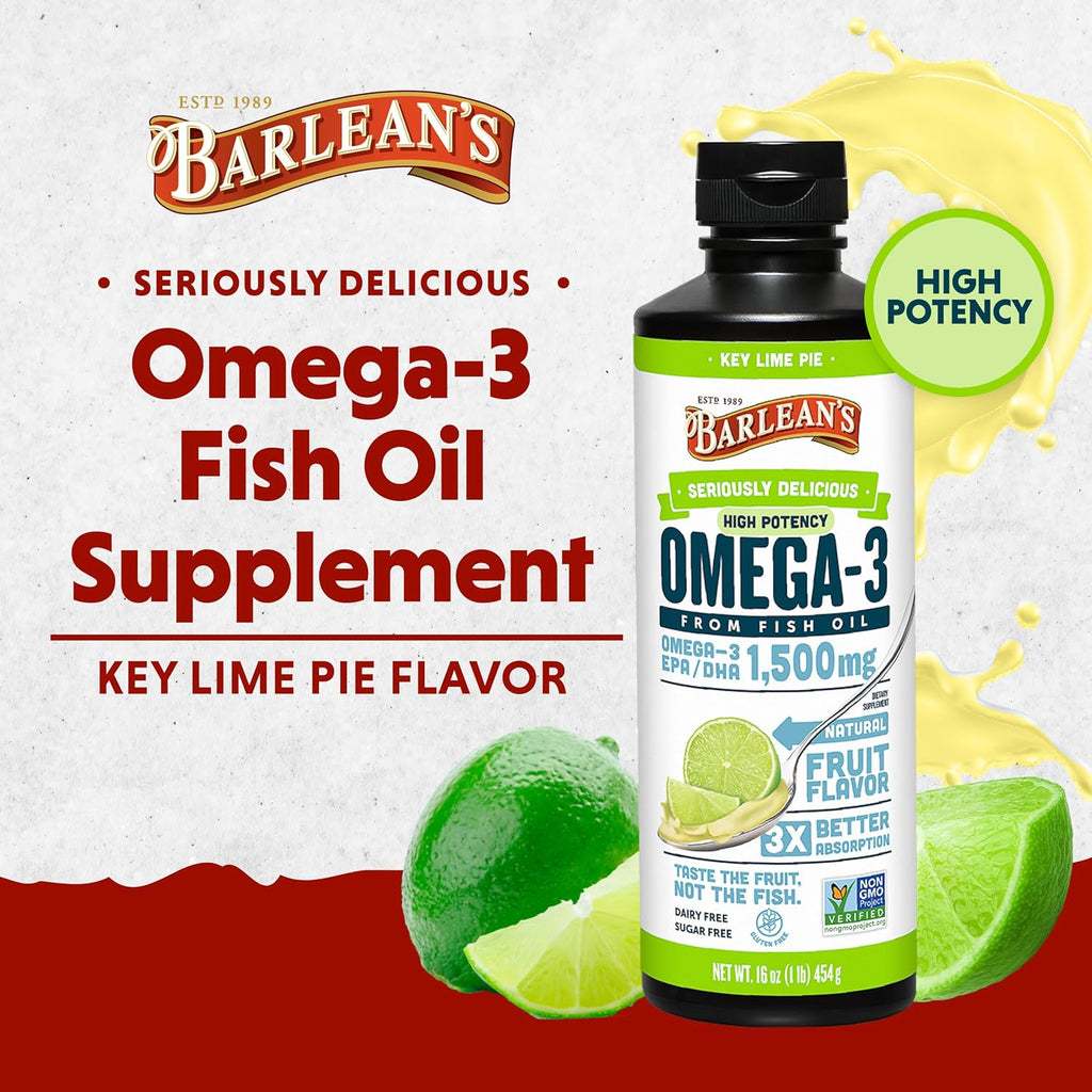 Seriously Delicious High Potency Omega-3 Key Lime Pie 16 oz - Barlean’s - Healthspan Holistic