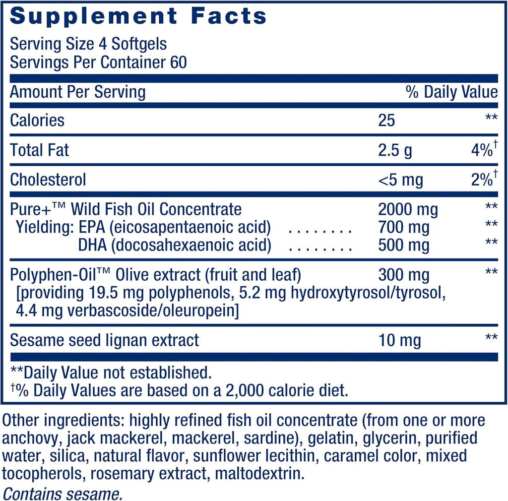 Super Omega-3 EPA/DHA Fish Oil 60 Softgels - Life Extension - Healthspan Holistic