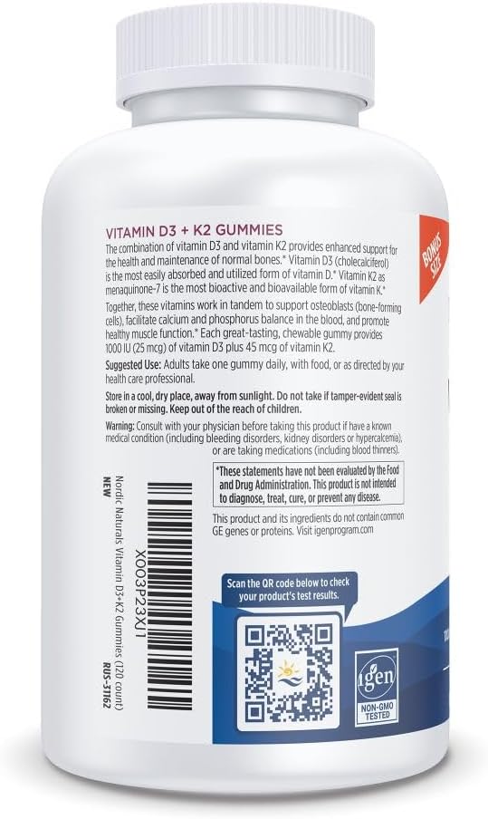 Vitamin D3+K2 Gummies Pomegranate 60 Gummies - Nordic Naturals - Healthspan Holistic