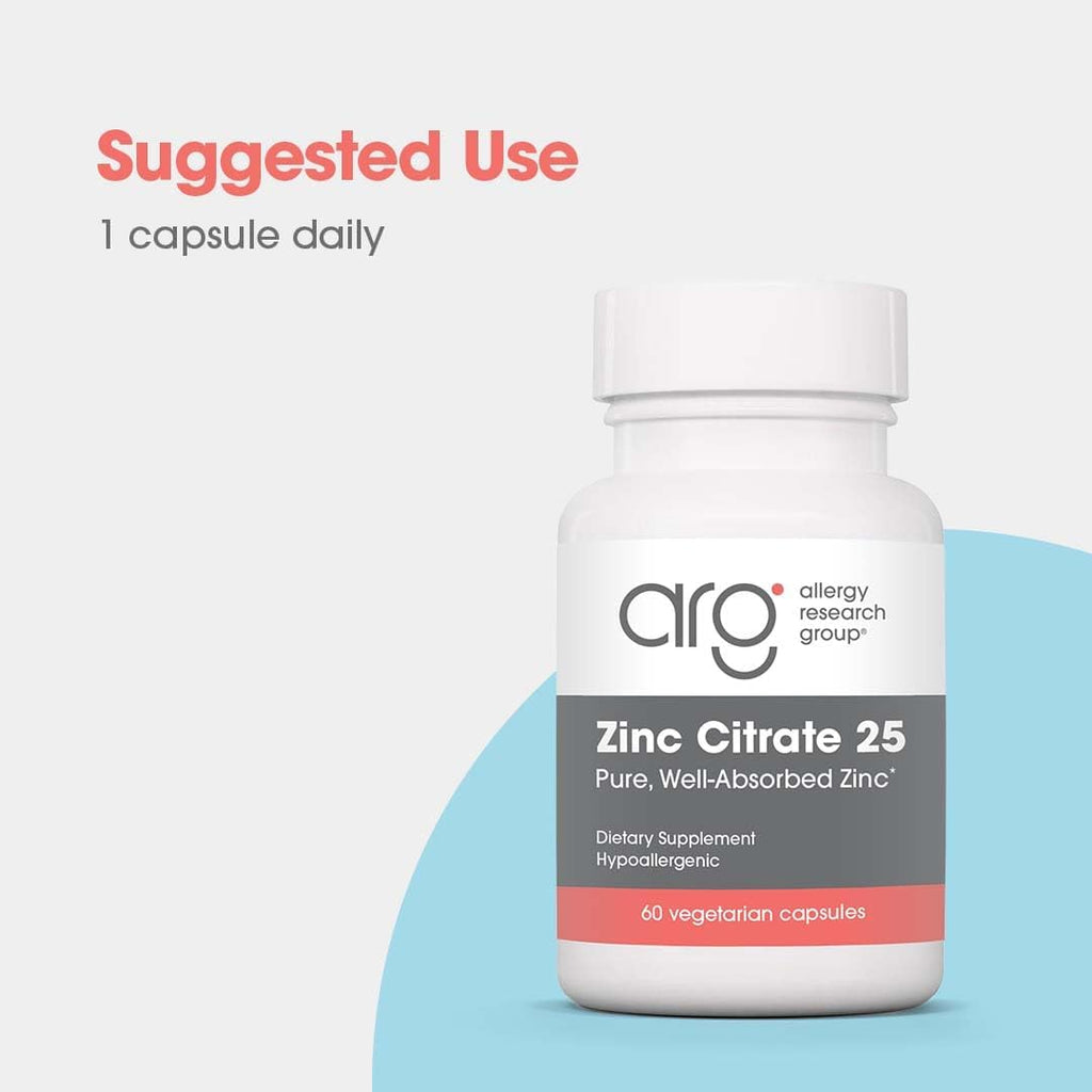 Zinc Citrate 25 mg 60 Capsules - Allergy Research Group - Healthspan Holistic