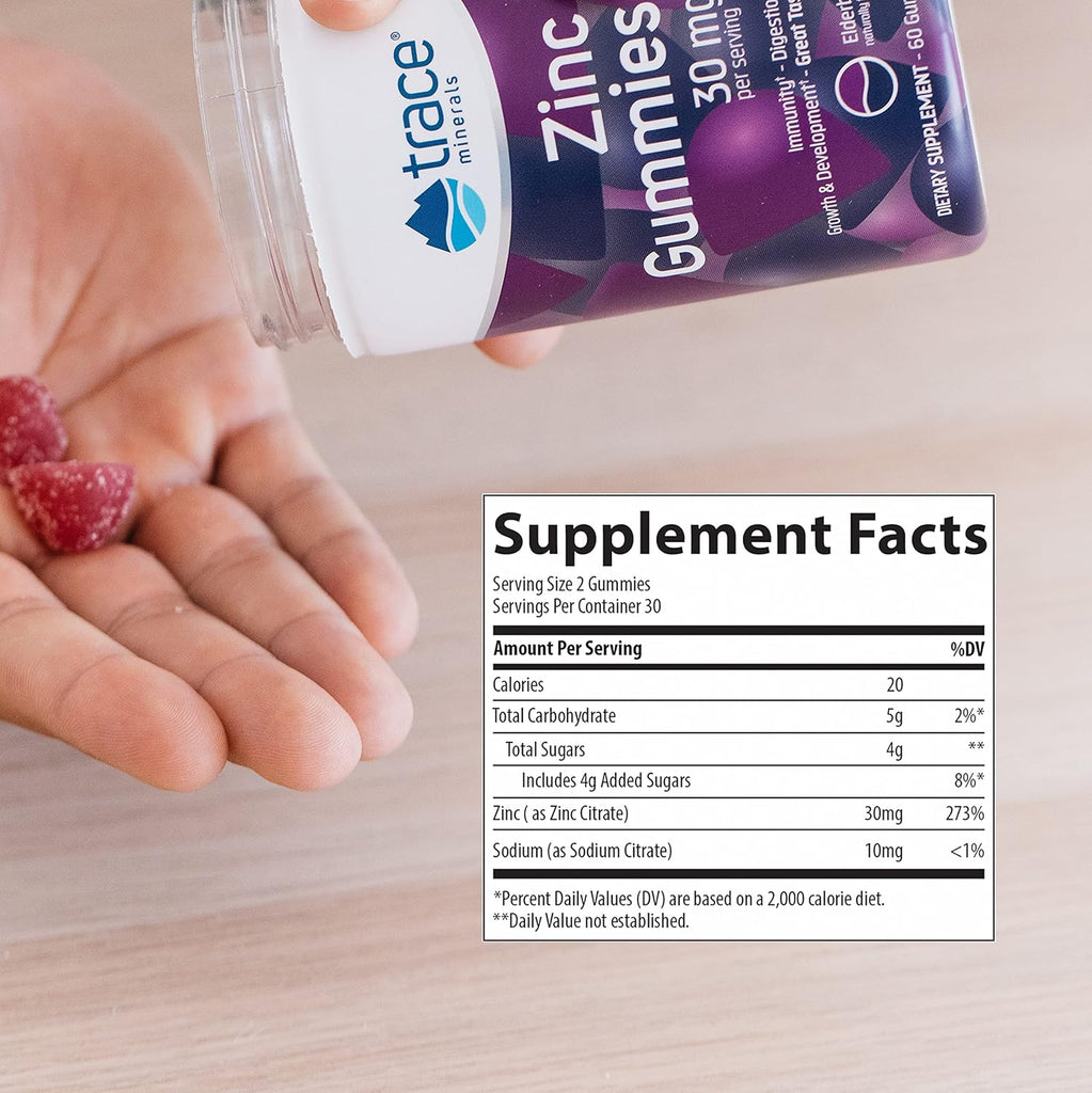 Zinc Gummies Elderberry 60 Gummies - Trace Minerals - Healthspan Holistic