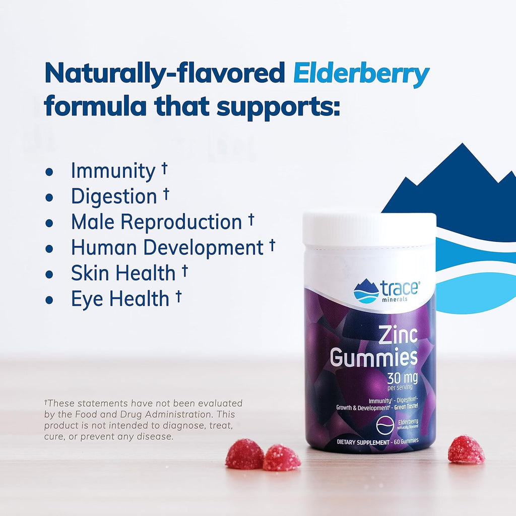 Zinc Gummies Elderberry 60 Gummies - Trace Minerals - Healthspan Holistic